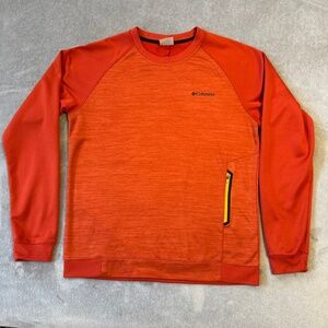 Columbia Omni Wick Pullover Sweatshirt Men's Medium Orange Long Sleeve Gorpcore